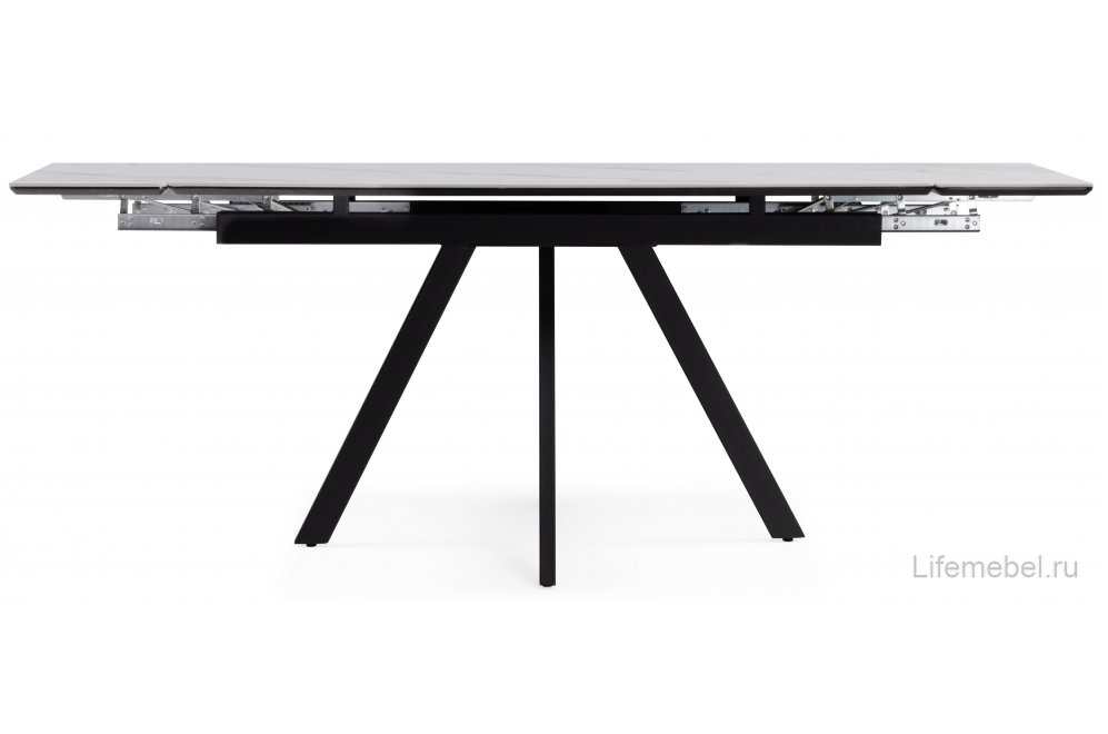 Керамический стол Вилли 140(200)х80 белый мрамор snow white / черный