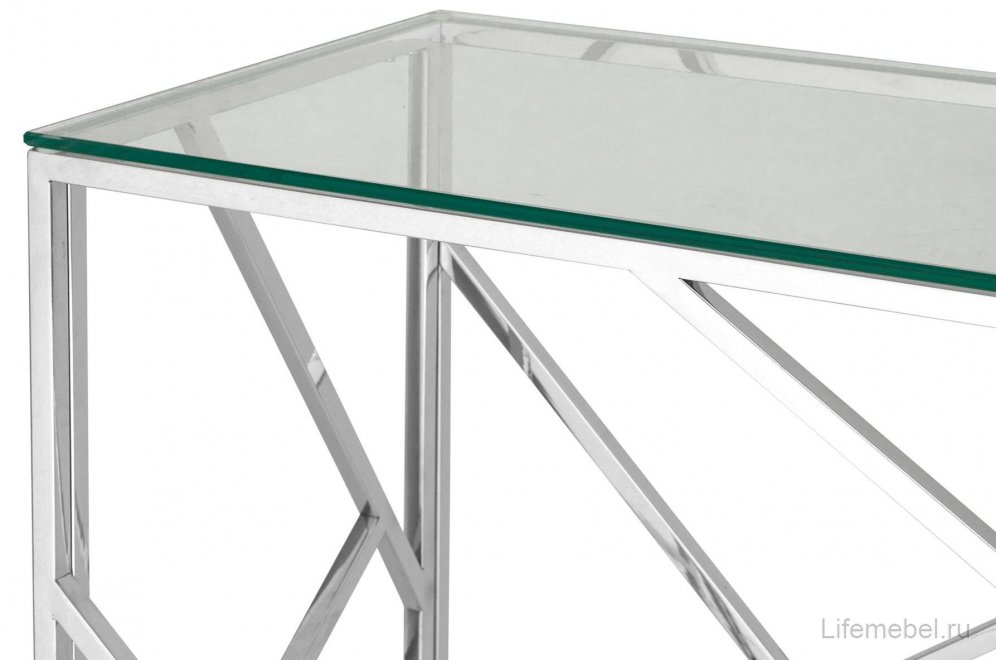 Консоль Париж 120 прозрачное стекло / сталь серебро