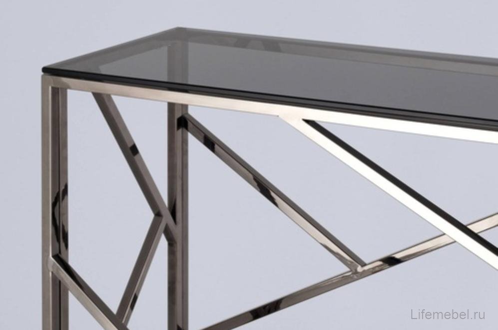 Консоль Париж стекло smoke / сталь темный хром