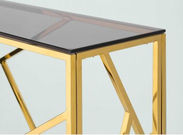 Консольный столик Париж стекло smoke / сталь золото
