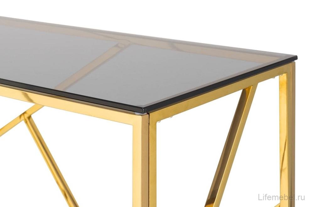 Консоль Париж стекло smoke / сталь золото
