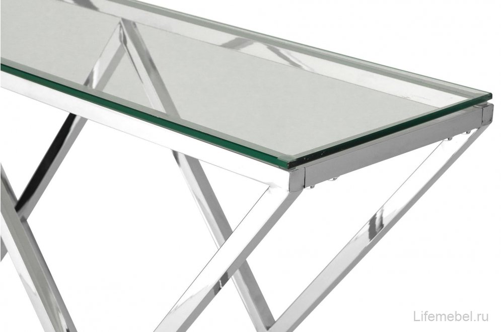 Консоль Президиум 115 х 30 прозрачное стекло / сталь серебро