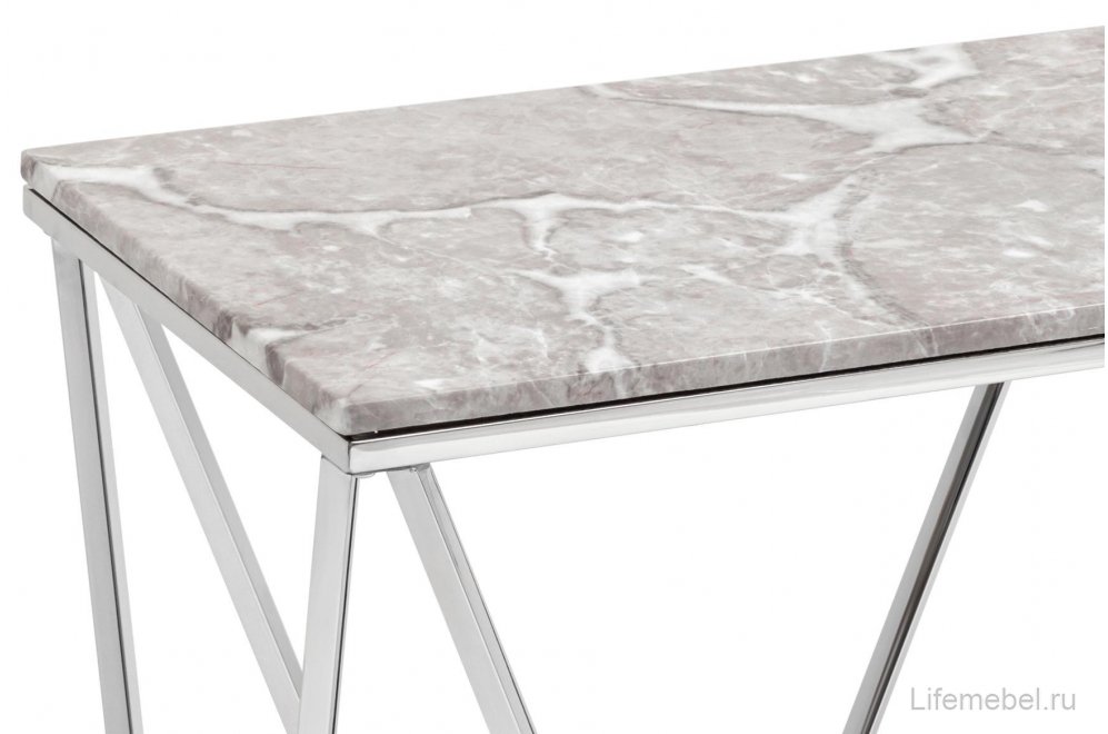 Консольный столик Бруно 122х41 серый мрамор / сталь серебро