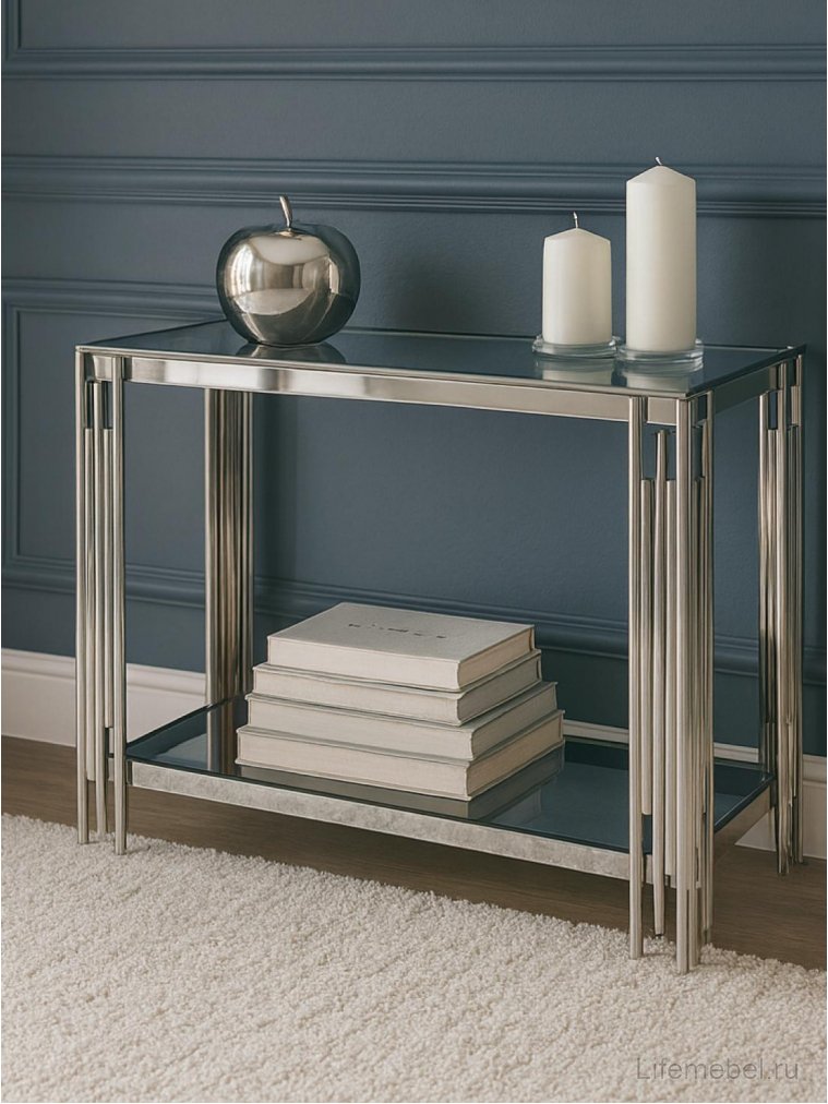 Консольный столик FOSSIL C прозрачное стекло / серебрянный