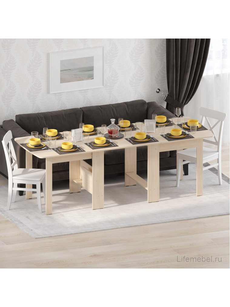 Стол обеденный раздвижной СтК7 дуб молочный