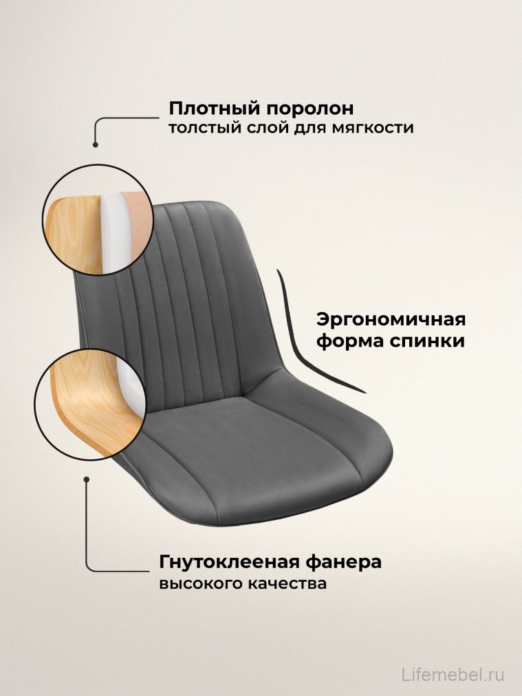 Комплект стульев полубарных Онда 2 шт темно-серый / черный