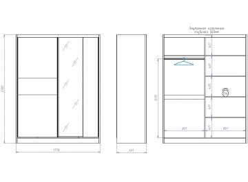 Шкаф-купе Денвер риббек серый / камень темный