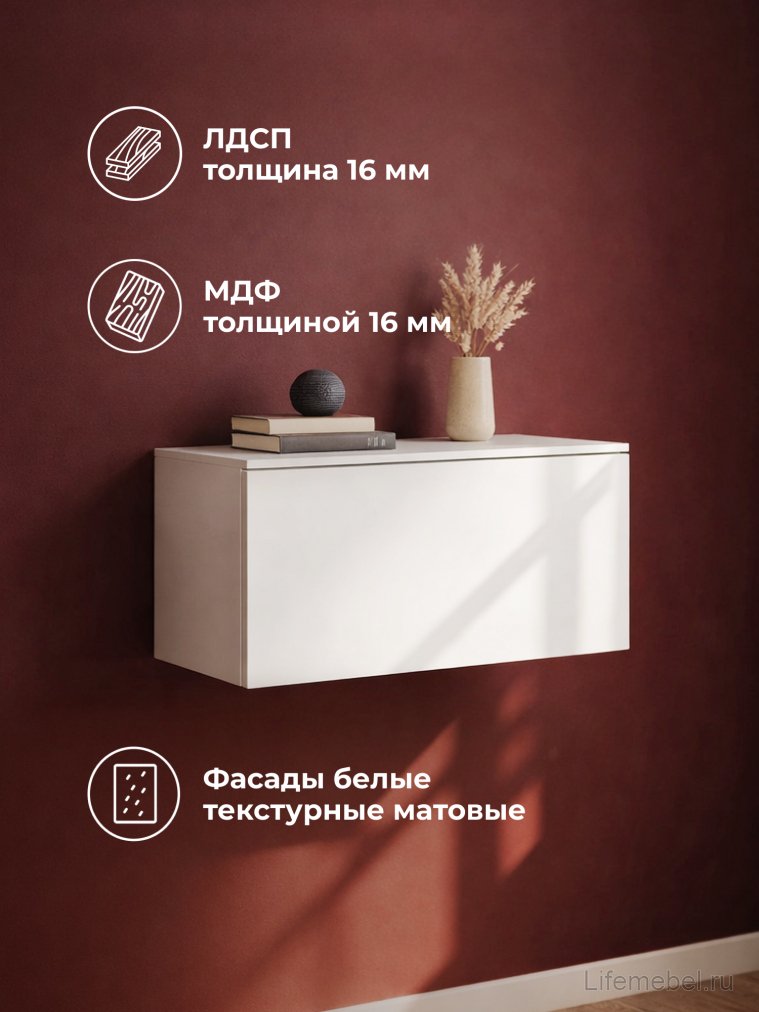 Навесной шкаф Роут 1 белый текстурный