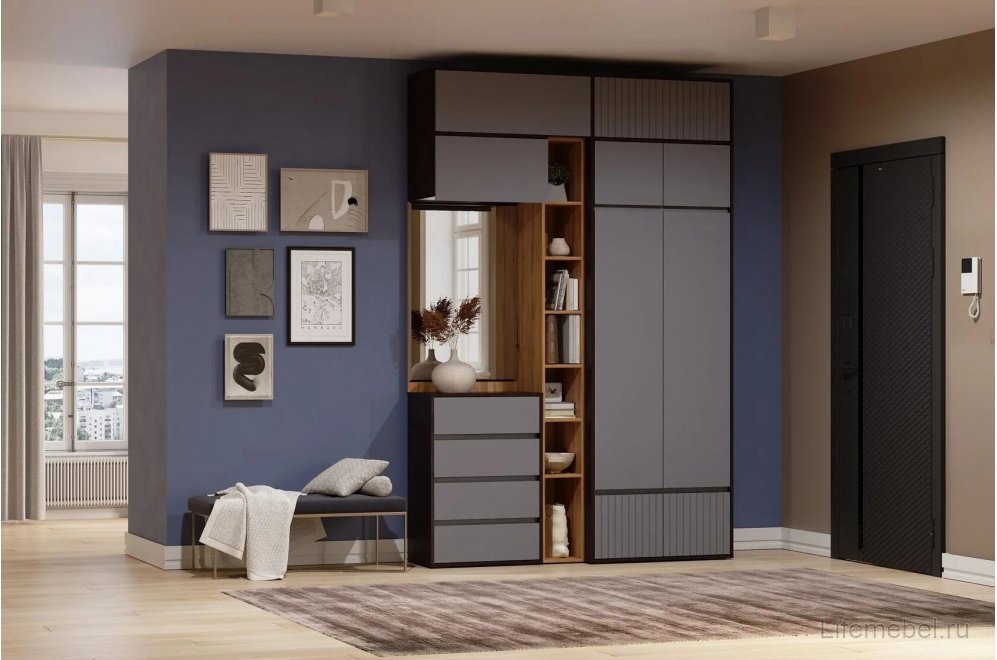 Навесной шкаф Роут 2 венге / графит софт