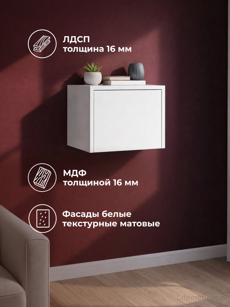 Навесной шкаф Роут 3 белый текстурный