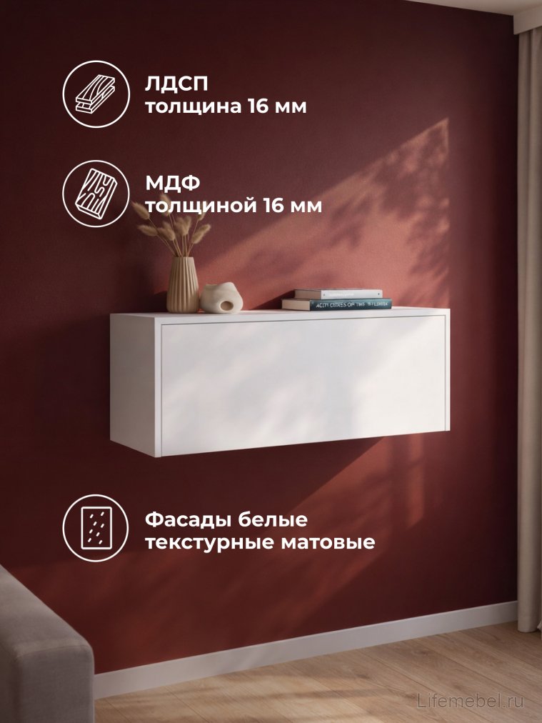 Навесной шкаф Роут 4 белый текстурный