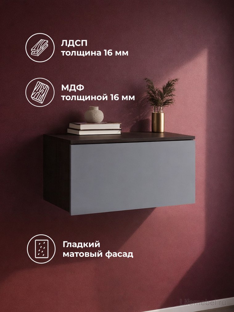 Навесной шкаф Роут малый венге / графит софт