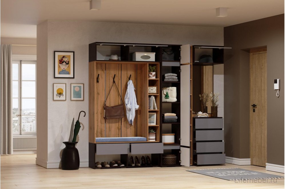 Навесной шкаф Роут малый венге / графит софт