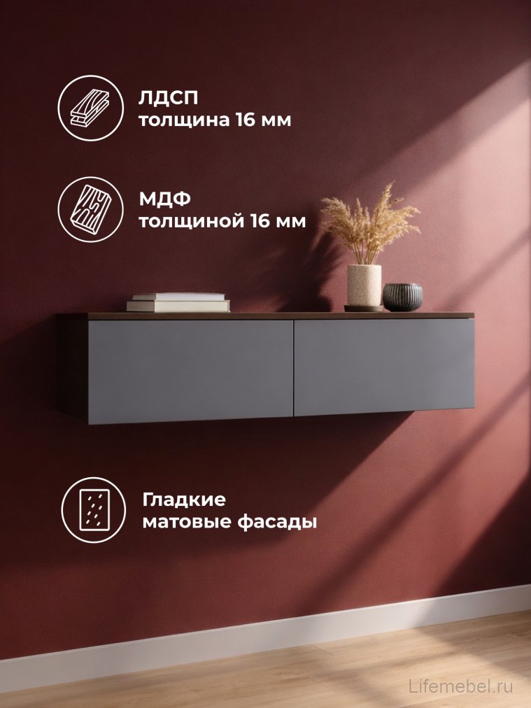 Навесной шкаф Роут венге / графит софт