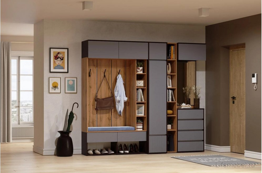 Навесной шкаф Роут венге / графит софт