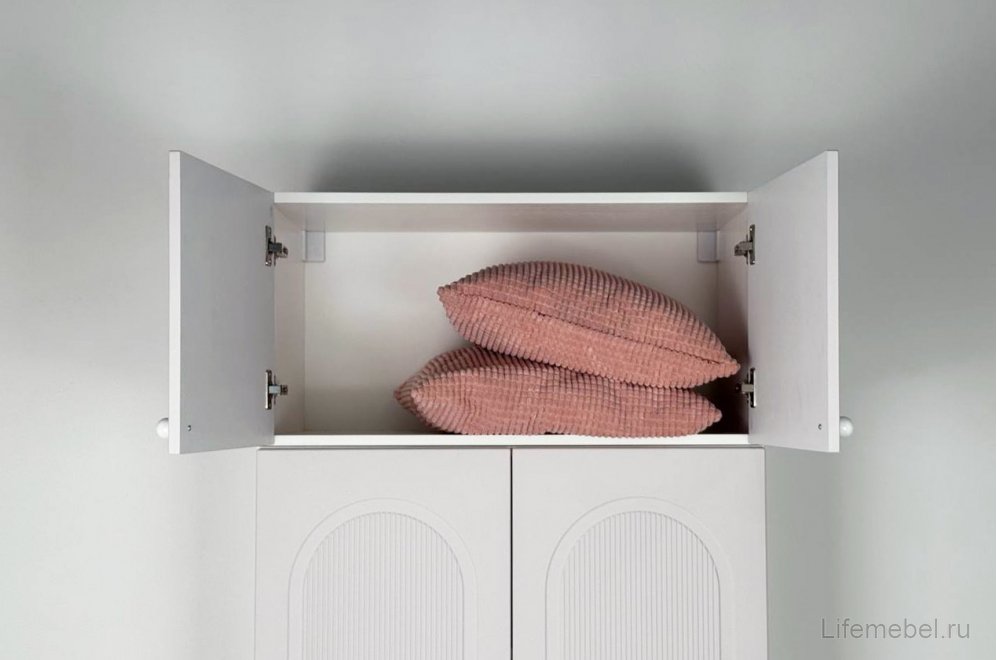 Шкаф навесной двухдверный Милана белое дерево / сакура