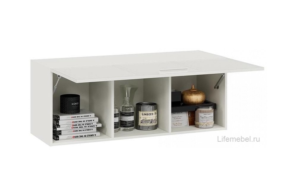 Шкаф навесной Стелла белый холст / белый жемчуг