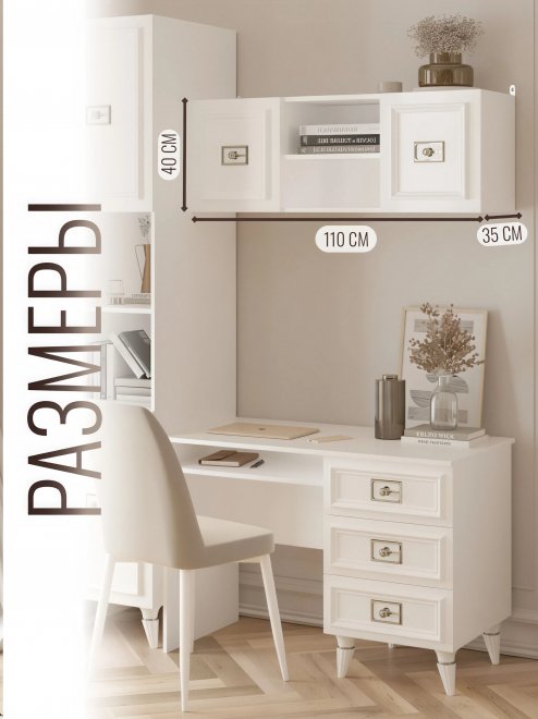 Шкаф навесной Валенсия белый / серебро