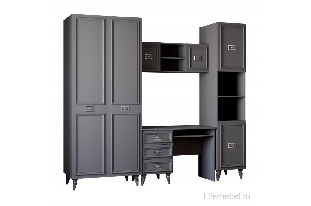 Шкаф навесной Валенсия серый / серебро