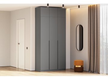 Шкаф распашной Даиго с антресолью графит серый текстурный комплектация 2