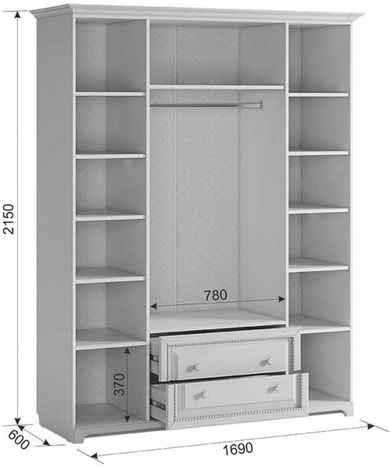 Шкаф четырехдверный Белла белый / джелато софт