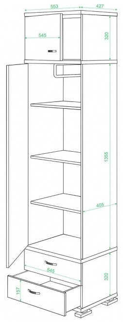 Шкаф КС-10 нельсон / белый
