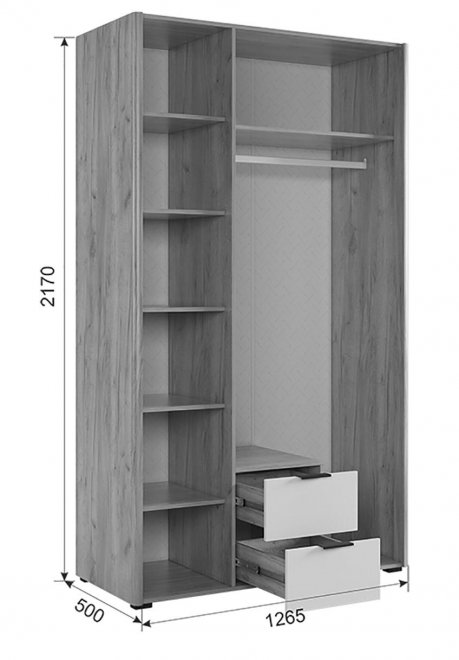 Шкаф Адам  трехдверный дуб крафт золотой / белое дерево