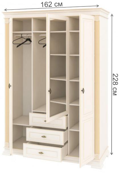 Шкаф Афина МН-222-13 крем / патина