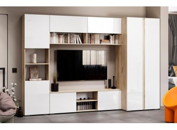 Распашной шкаф Алетра ШК-800 дуб крафт серый / глянец белый