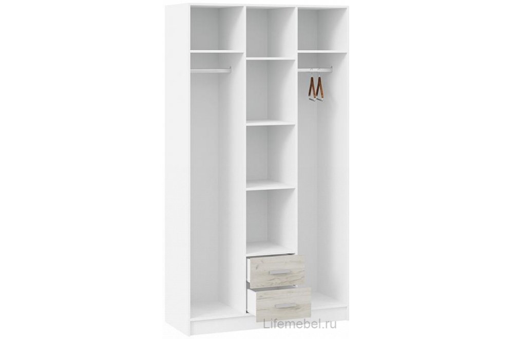 Шкаф Арчи белая текстура / дуб крафт серый