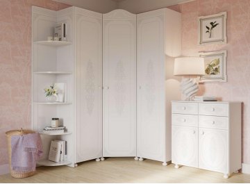 Платяной шкаф Ассоль АС-521К с короной правый белое дерево