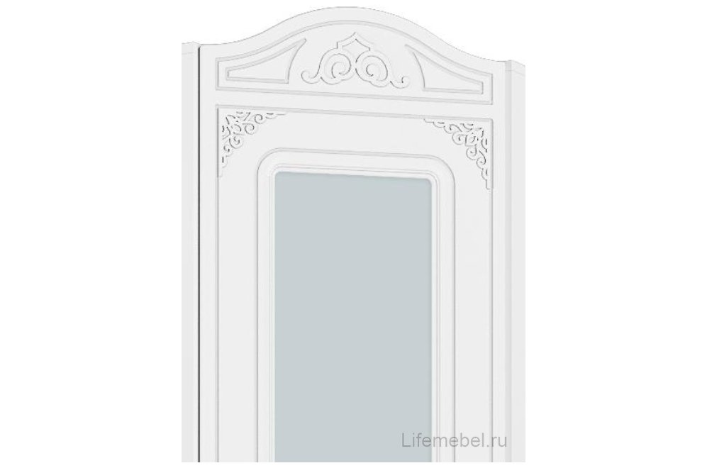 Шкаф Ассоль АС-522К с короной и зеркалом правый белое дерево