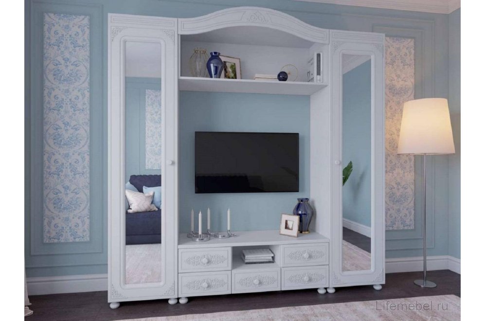 Шкаф Ассоль АС-532К с зеркалом правый белое дерево