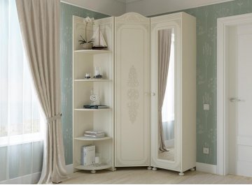 Платяной шкаф Ассоль плюс АС-521К с короной левый ваниль