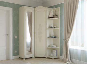 Шкаф платяной Ассоль плюс АС-521К с короной правый ваниль