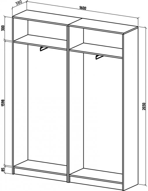 Шкаф Бостон-15 160 см дуб молочный
