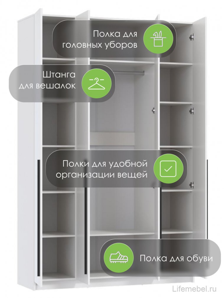 Шкаф Брандо 67.09 четырехдверный лдсп белый