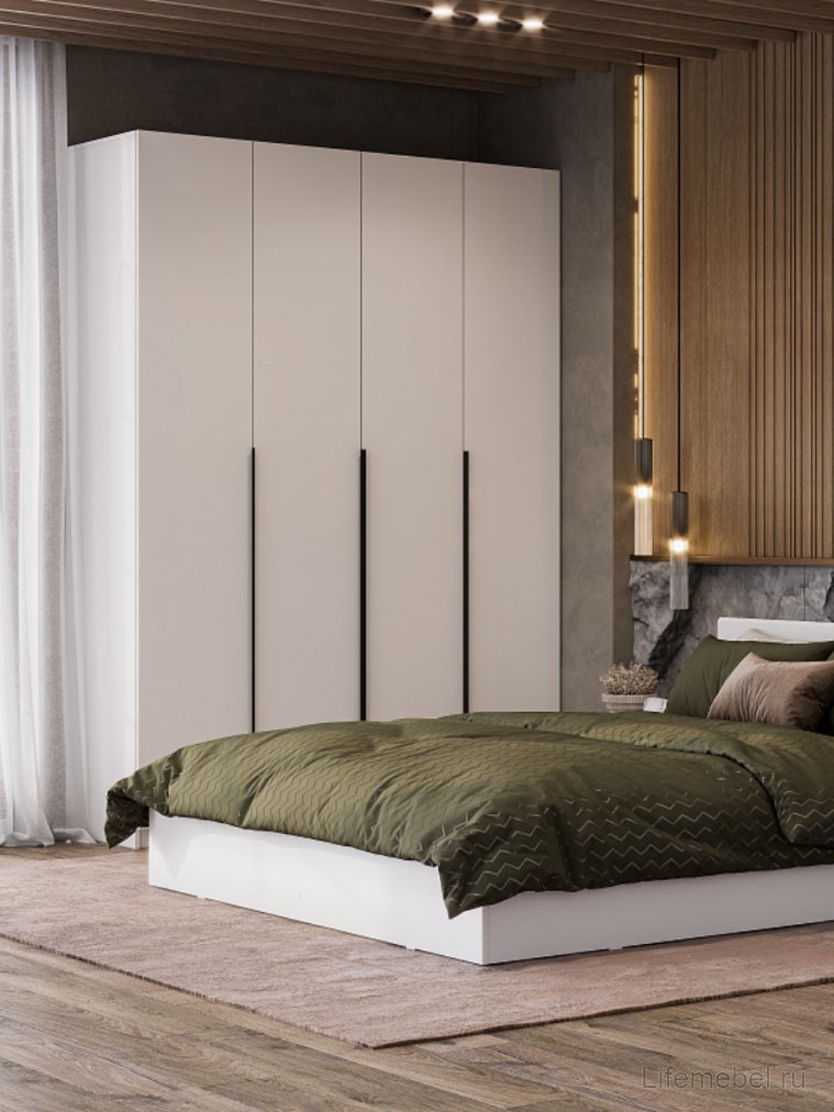 Шкаф Даиго четырехстворчатый белый текстурный