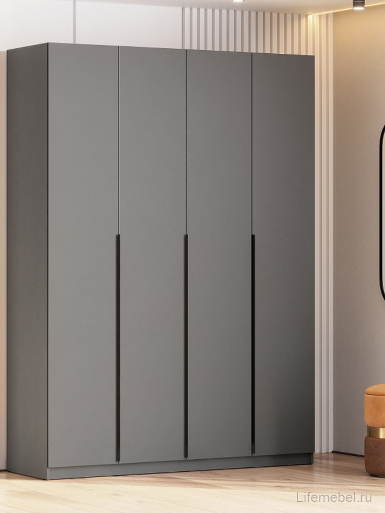 Шкаф Даиго четырехстворчатый графит серый