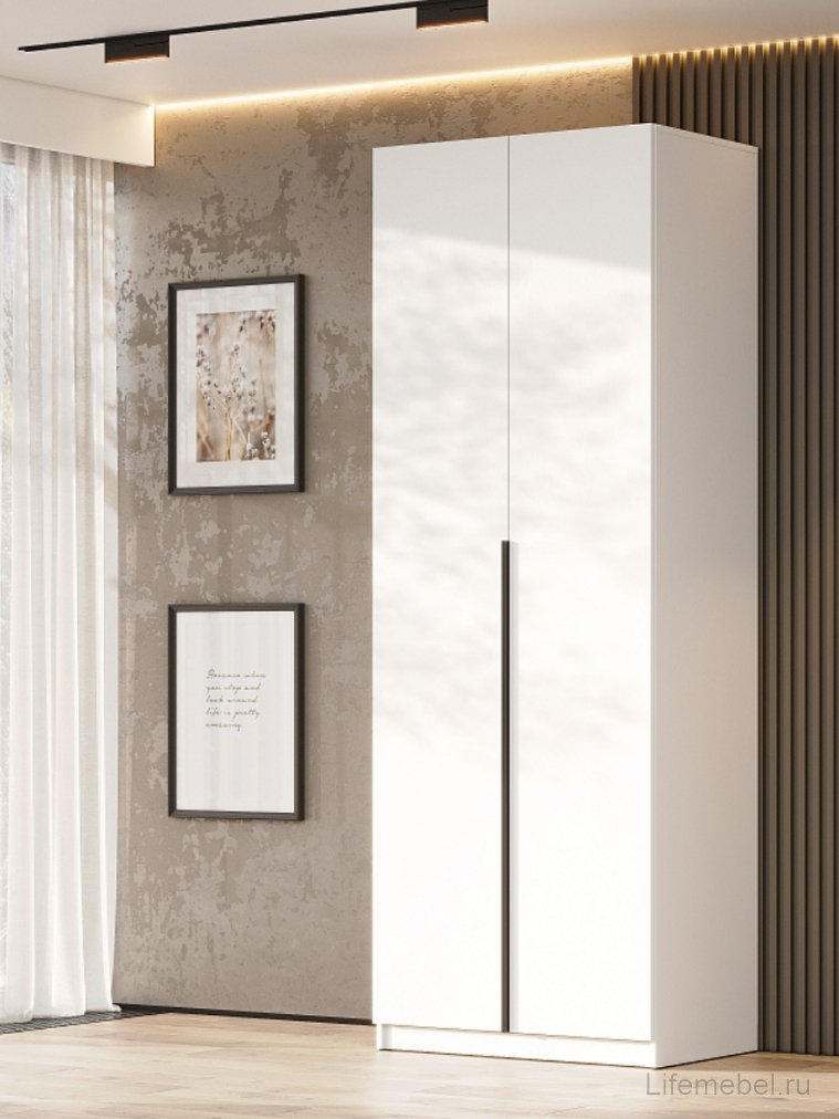 Шкаф Даиго двухстворчатый белый текстурный