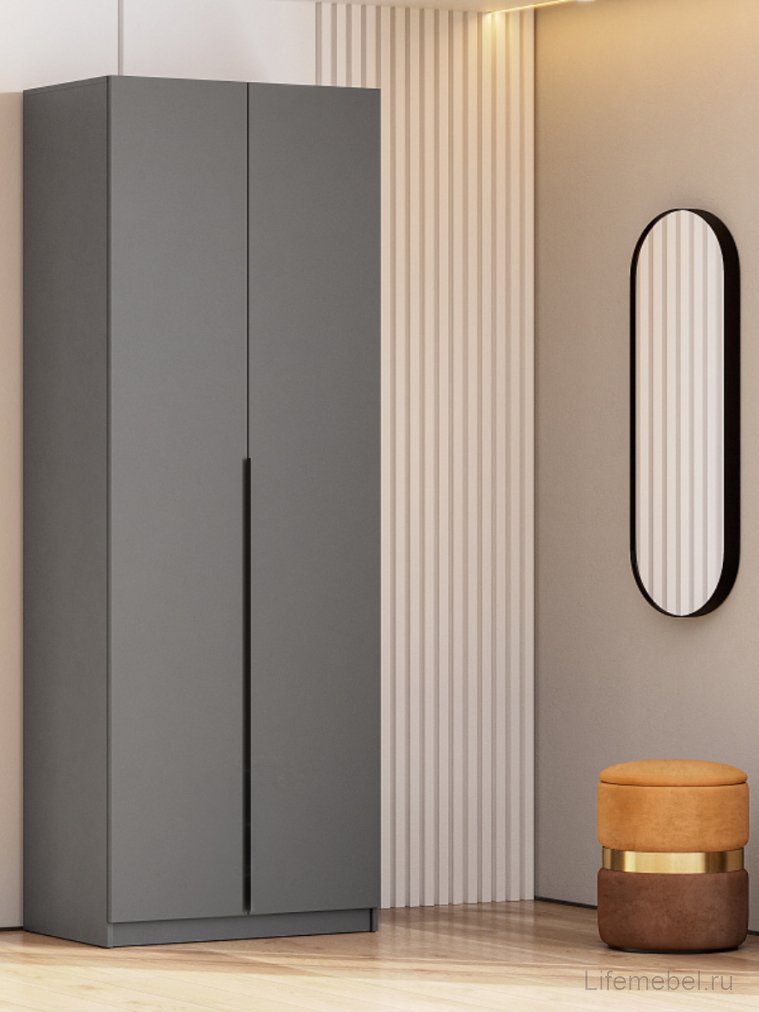 Шкаф Даиго двухстворчатый графит серый