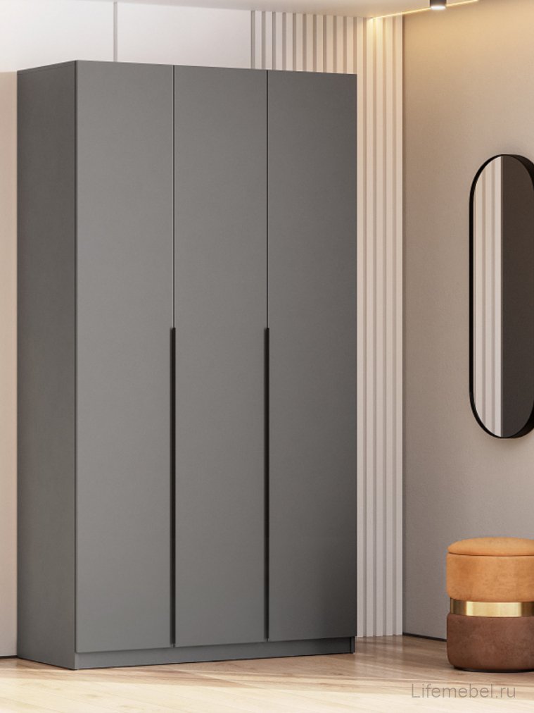 Шкаф Даиго трехстворчатый графит серый