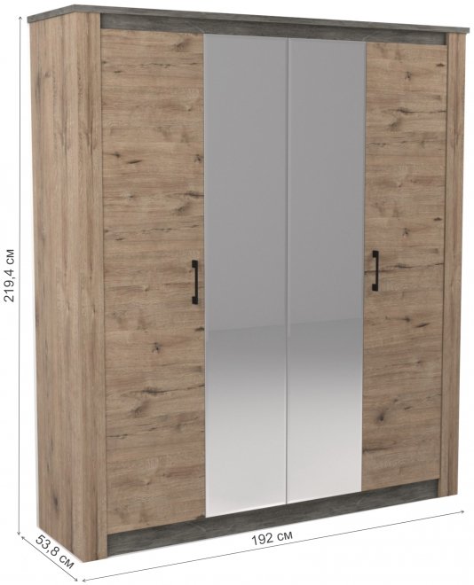 Шкаф Денвер четырехдверный дуб веллингтон