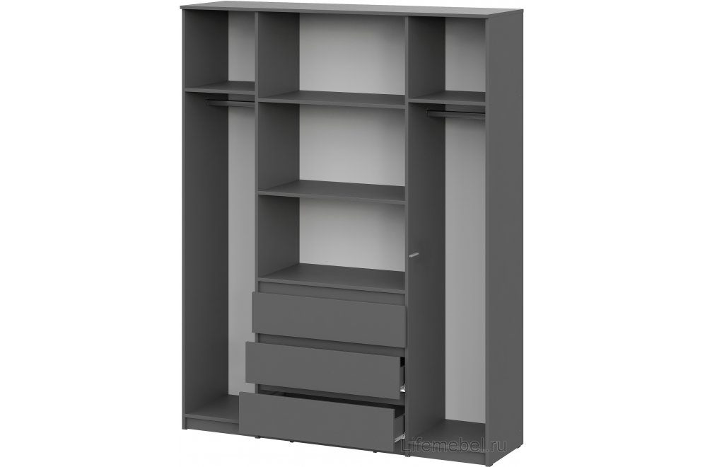 Шкаф Денвер четырехдверный графит серый