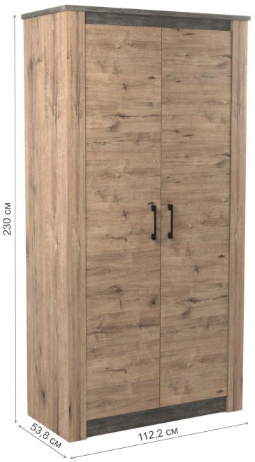 Шкаф Денвер двухдверный 230 см дуб веллингтон