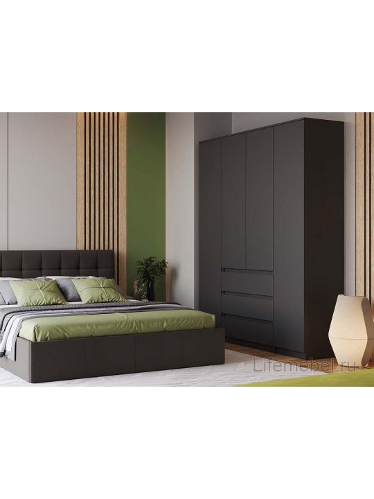 Шкаф Денвер Исполнение 2 четырехстворчатый графит серый