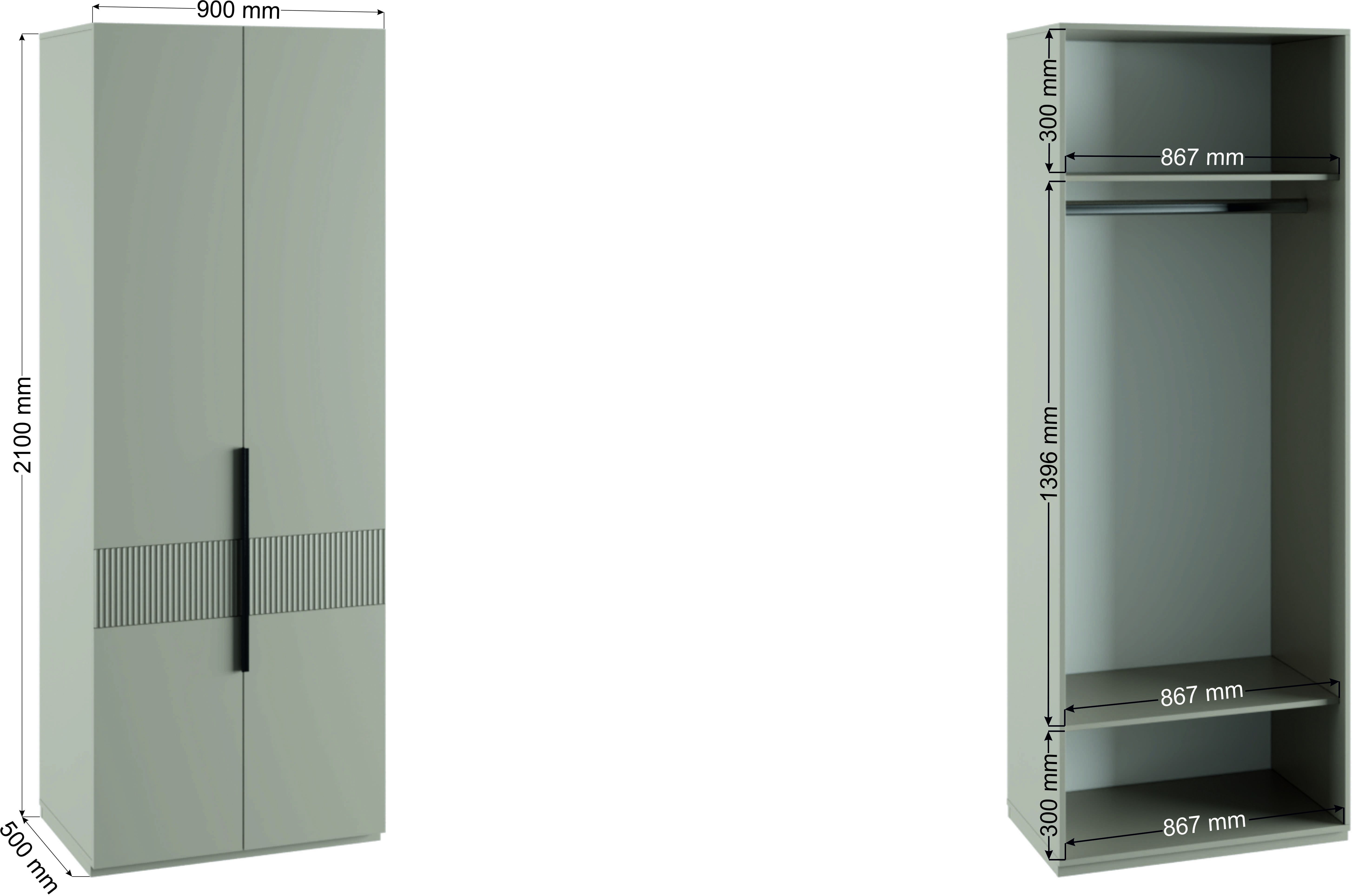 Шкаф двустворчатый Ника бежевый мат-05 / кашемир