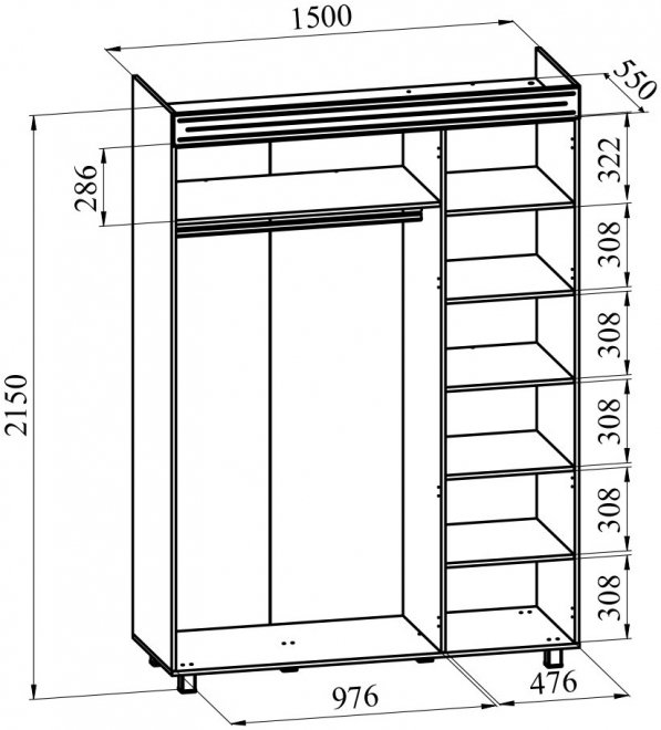 Шкаф Элизабет ЭМ-18 орех темный