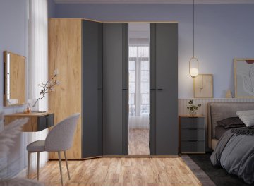 Платяной шкаф Эмилия ЭЛ-16К дуб крафт золотой / графит