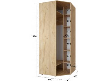 Платяной шкаф Эмилия ЭЛ-17К дуб крафт золотой / графит